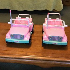 2 Pink Barbie Jeeps Vintage